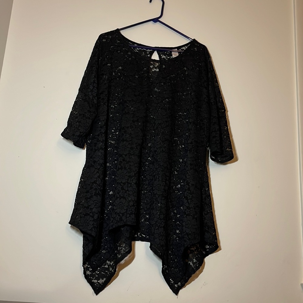Black Lace 3/4 sleeve shirt size 2X Made in USA